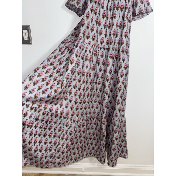Marea Boho Floral Country Maxi Dress Peasant Purple Smocked Women Small NWT NEW - Picture 4 of 10